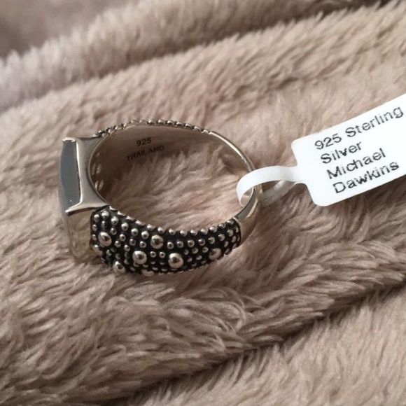 MICHAEL DAWKINS Starry Night Mother of Pearl Sterling Silver 925 Ring Sz 8-3/4 - Picture 6 of 9